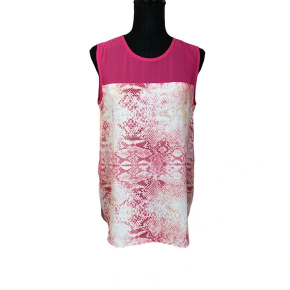 Vince Camuto pink snake print sleeveless blouse - Picture 1 of 12